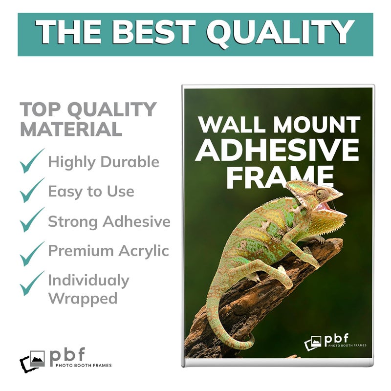 pbf PHOTO BOOTH FRAMES pbf 4x6 Wall Mount Picture Frames | Adhesive 4 x 6 Clear Acrylic Frames | No Hole, No Drilling, Wall Mounted Photo Holders for Locker, Photo Board, Art Display, Sign Holder (10-Pack) - Image 4